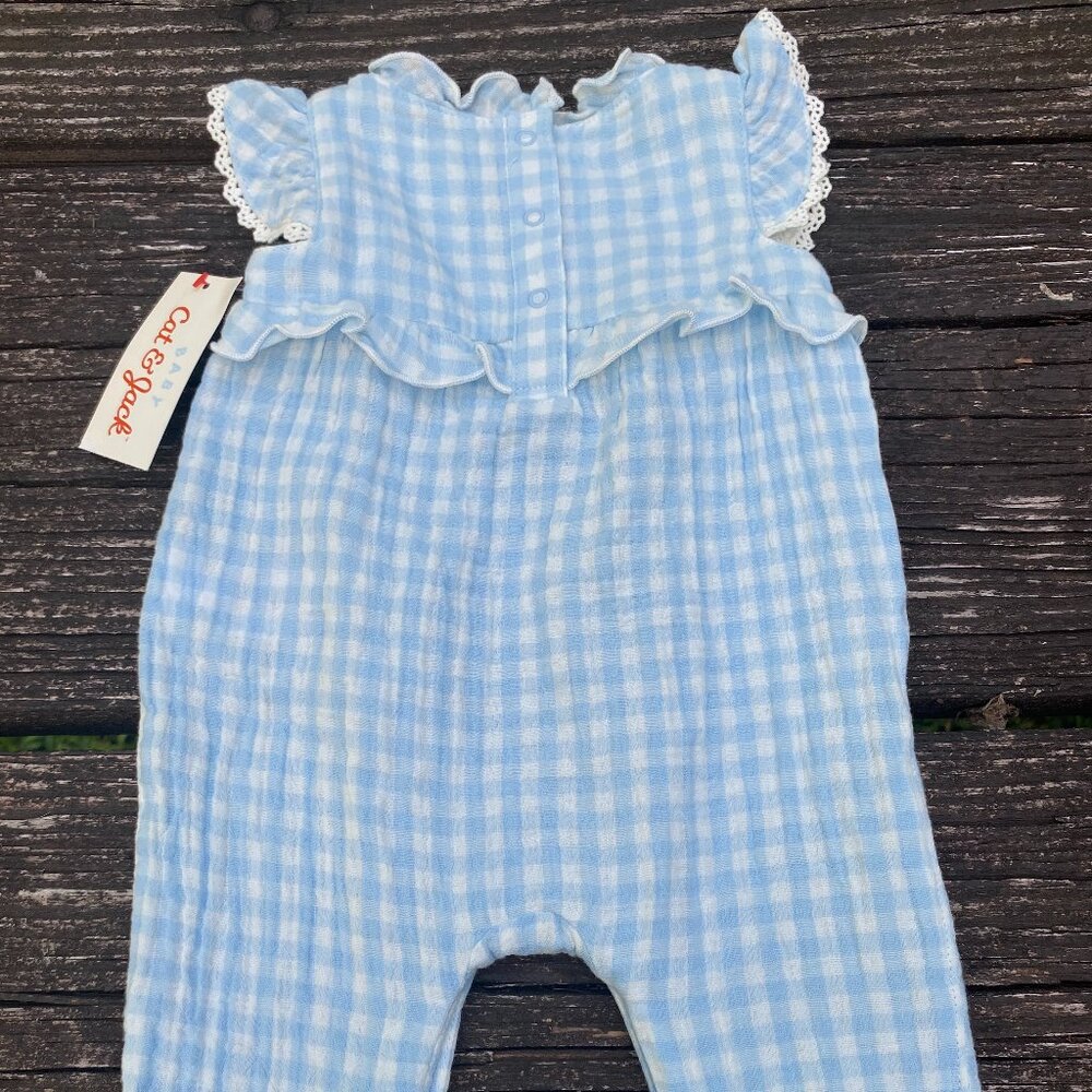 NWT Cat & Jack Baby Girls One Piece Blue/White Size 0-3M - Picture 2 of 5